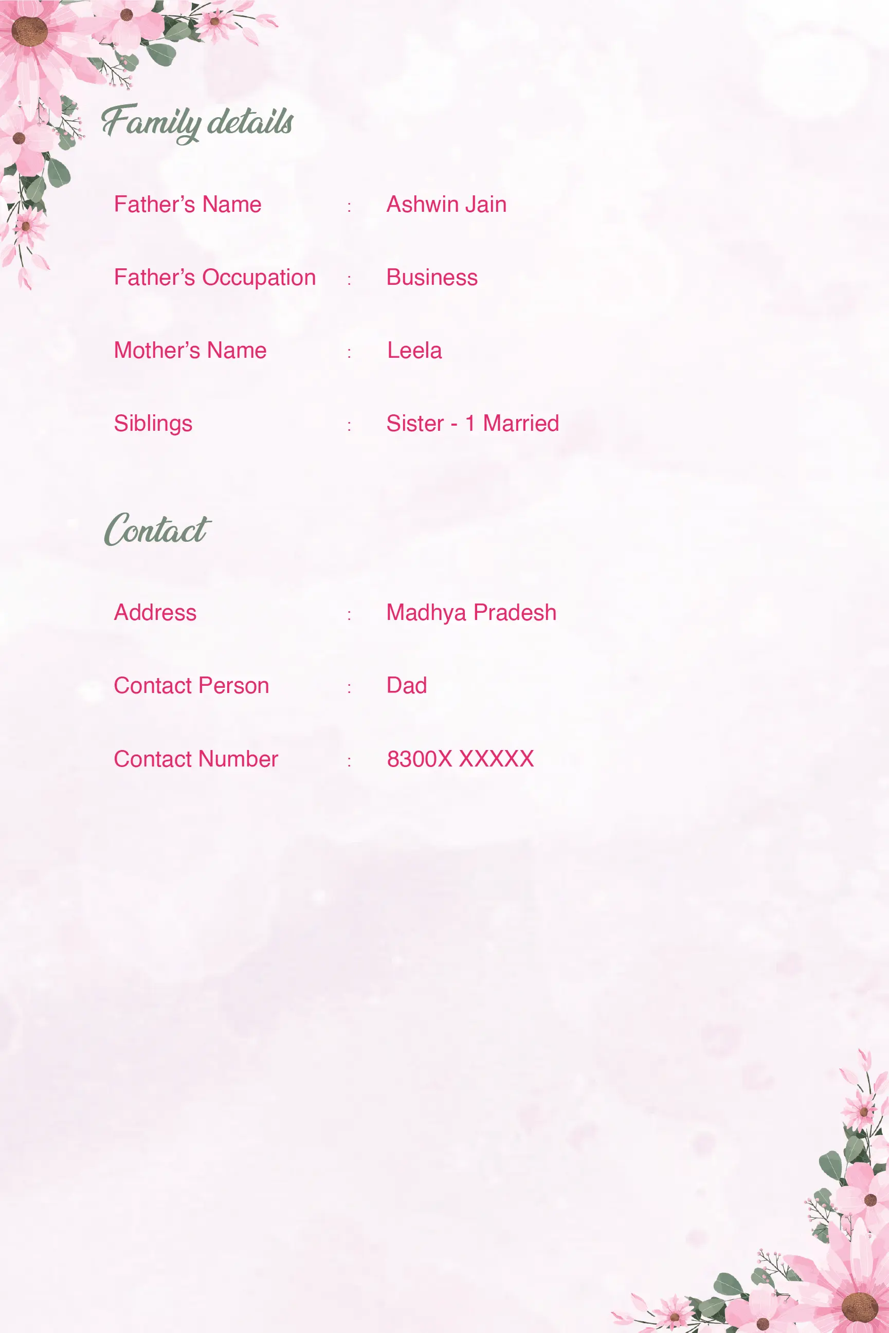 Premium aesthetic pink flower border Template Preview 4
