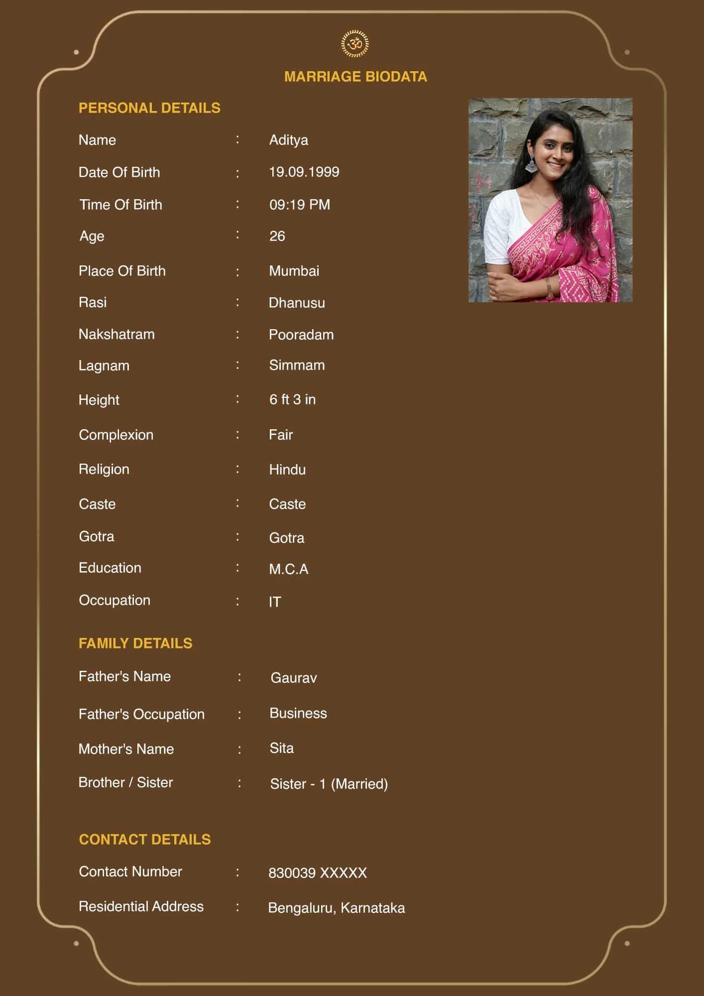 Royal Classic biodata template for boy