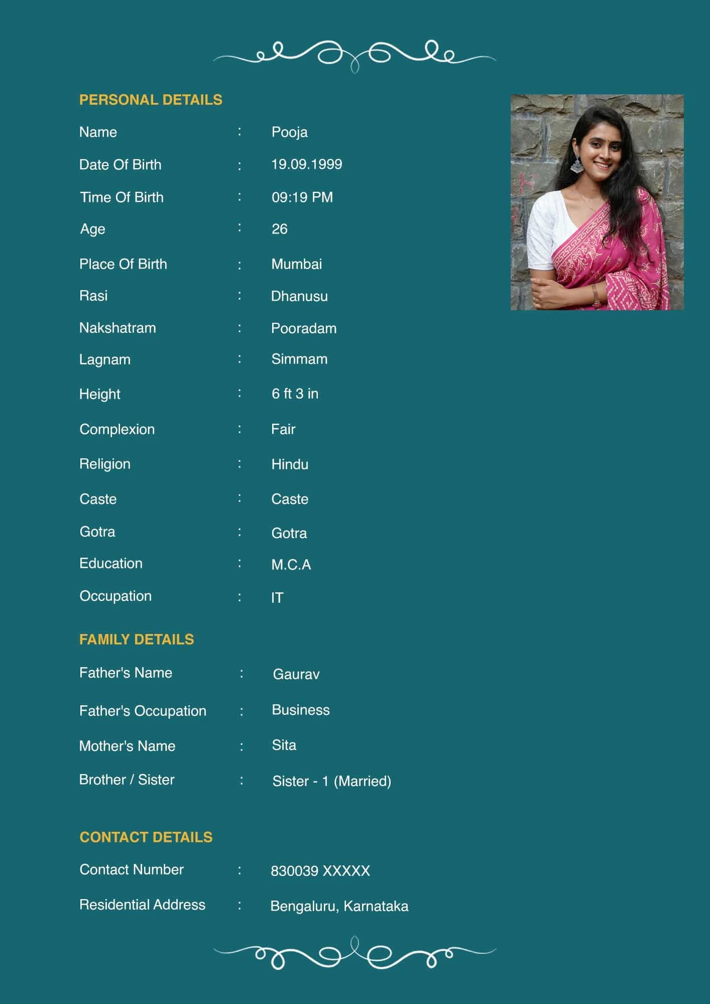 Modern Green biodata template for boy